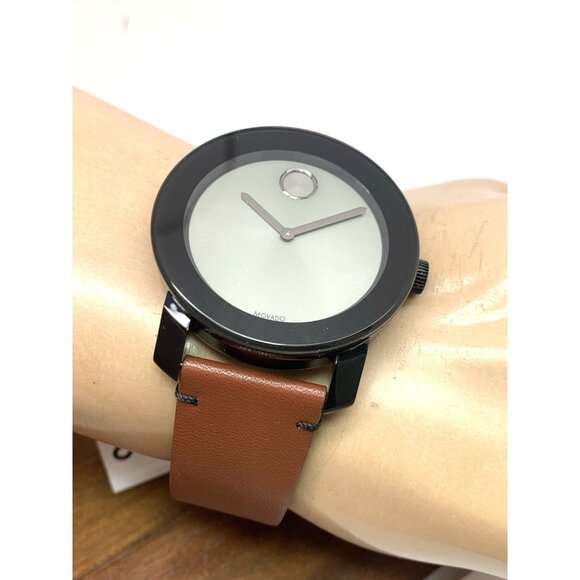 Movado Men's Watch 3600442 Bold Swiss Quartz Gray Dial 42mm Brown Leather Strap - Picture 6 of 14